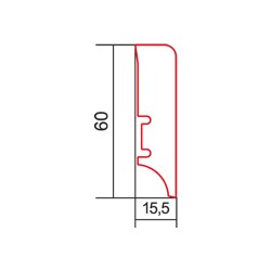 60x15,5mm P6P Koka balta grīdlīste