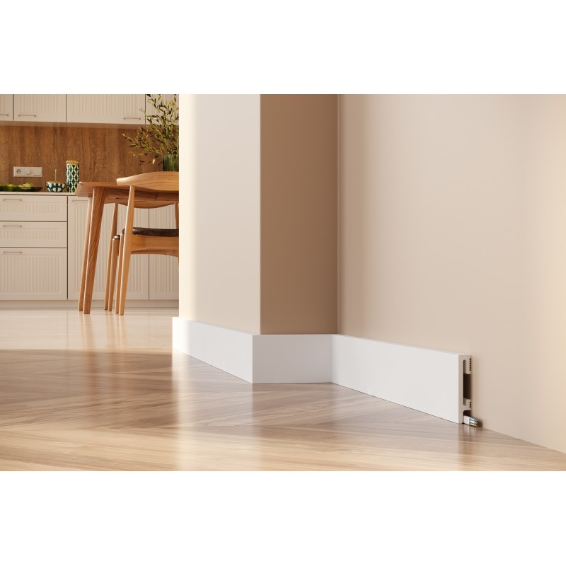 80mm PF081 RAL 9003 balta polistirola grīdlīste