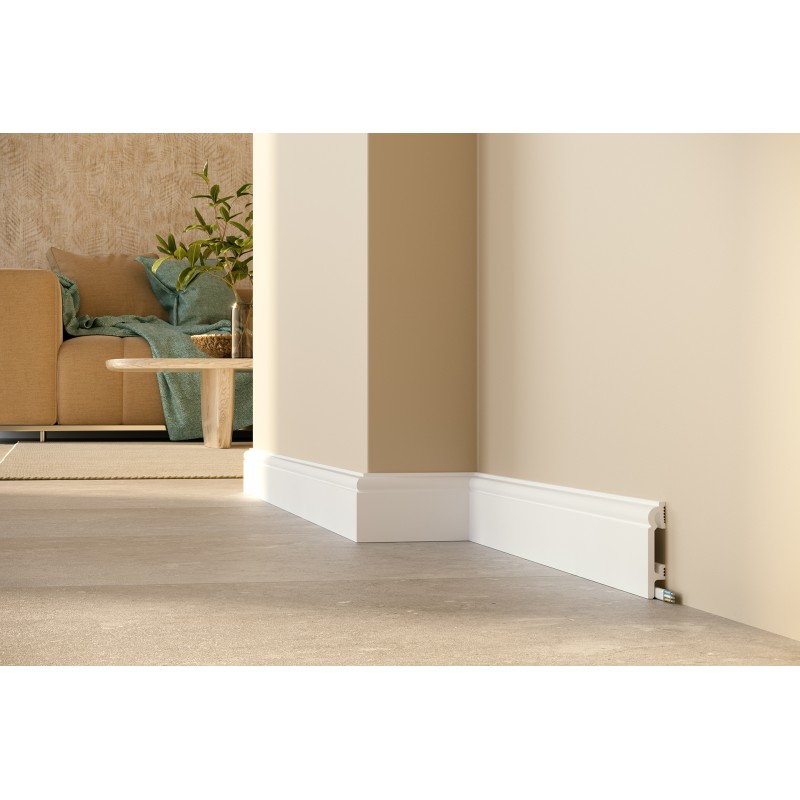 80mm PF082 RAL 9003 balta polistirola grīdlīste