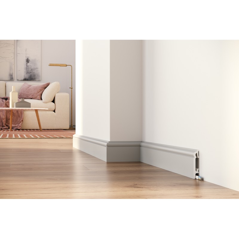 80mm PF082G GREY RAL7047 polistirola grīdlīste