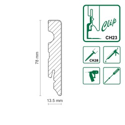 78mm FU190 MDF balta grīdlīste