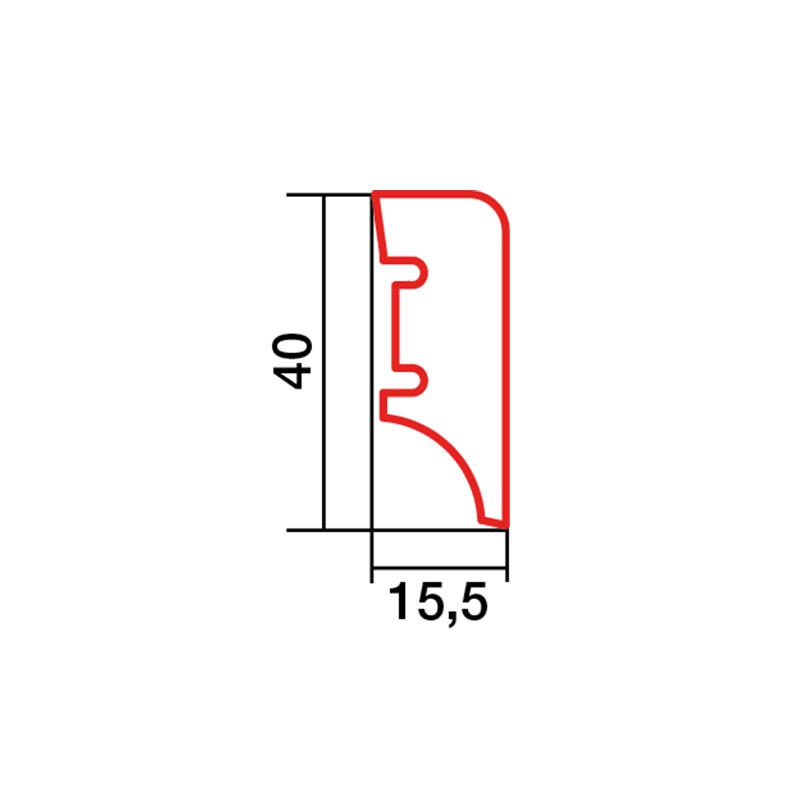 P4P 40x15.5mm Pēc pasūtījuma krāsota Koka grīdlīste