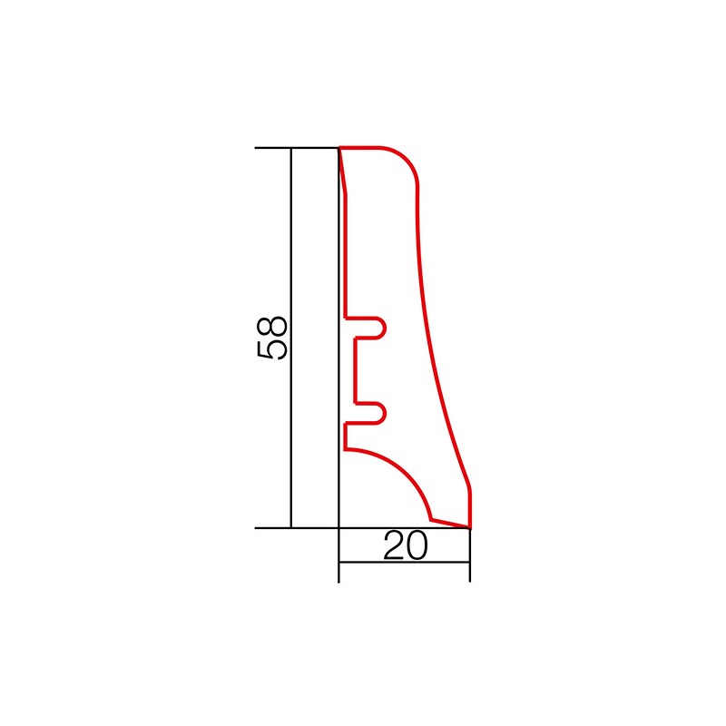 P20 58x20mm Pēc pasūtījuma krāsota Koka grīdlīste