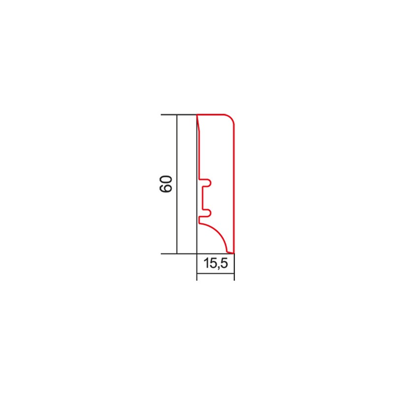 P6P 60x15.5mm Pēc pasūtījuma krāsota Koka grīdlīste