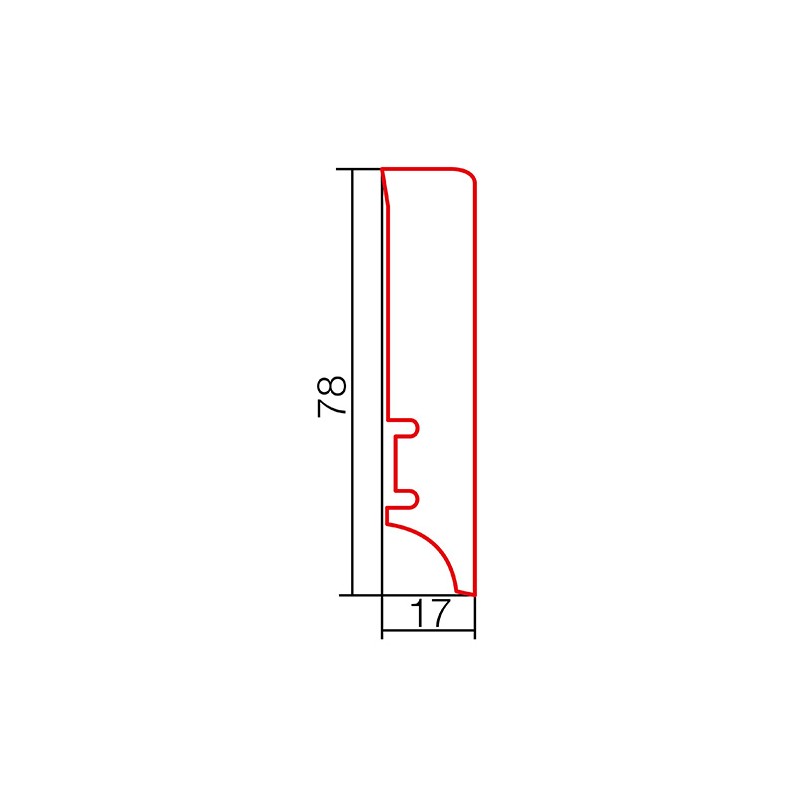 P78 78x17mm Pēc pasūtījuma krāsota Koka grīdlīste