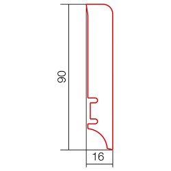 P61 90x16mm Pēc pasūtījuma krāsota Koka grīdlīste