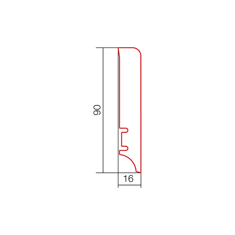 P61 90x16mm Pēc pasūtījuma krāsota Koka grīdlīste