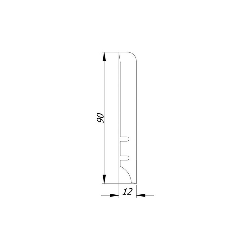 P9S 90x12mm Pēc pasūtījuma krāsota Koka grīdlīste