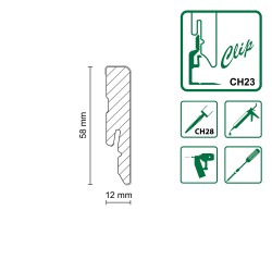 FU054 58x12mm Pēc pasūtījuma krāsota MDF grīdlīste