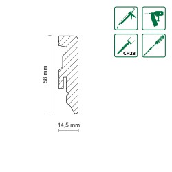 58mm K0062L1 RAL 9003 белый плинтус из полистирола