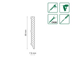 68mm K0068OC RAL 9003 balta polistirola grīdlīste