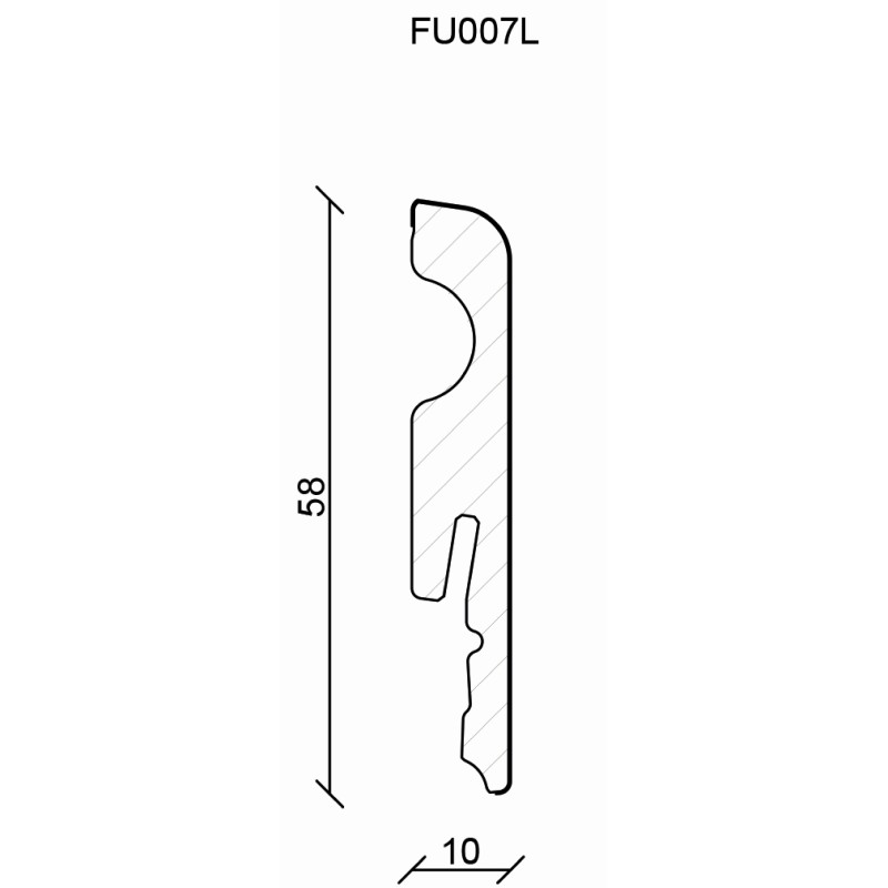 FU007 58x10mm Pēc pasūtījuma krāsota MDF grīdlīste
